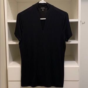 Talbots V-neck higher-back neck collar blouse